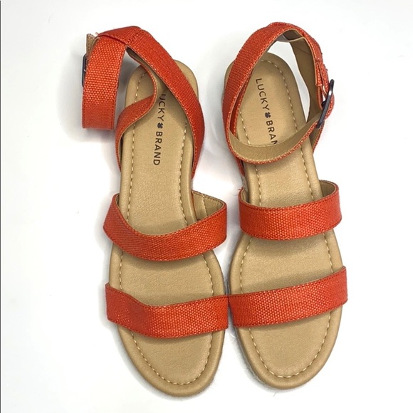 Lucky Brand Wensdei Strappy Orange Sandals Size 9.5 - Picture 1 of 5